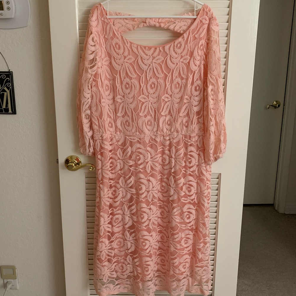 ING+ Pink Lace Dress with Keyhole Back